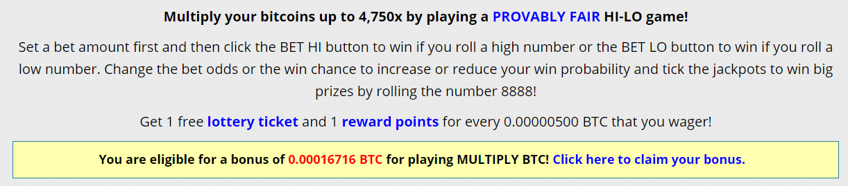 Freebitco HI-LO Game