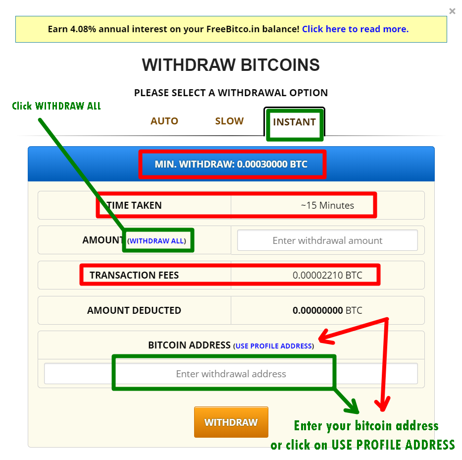 Freebitco Instant Withdraw