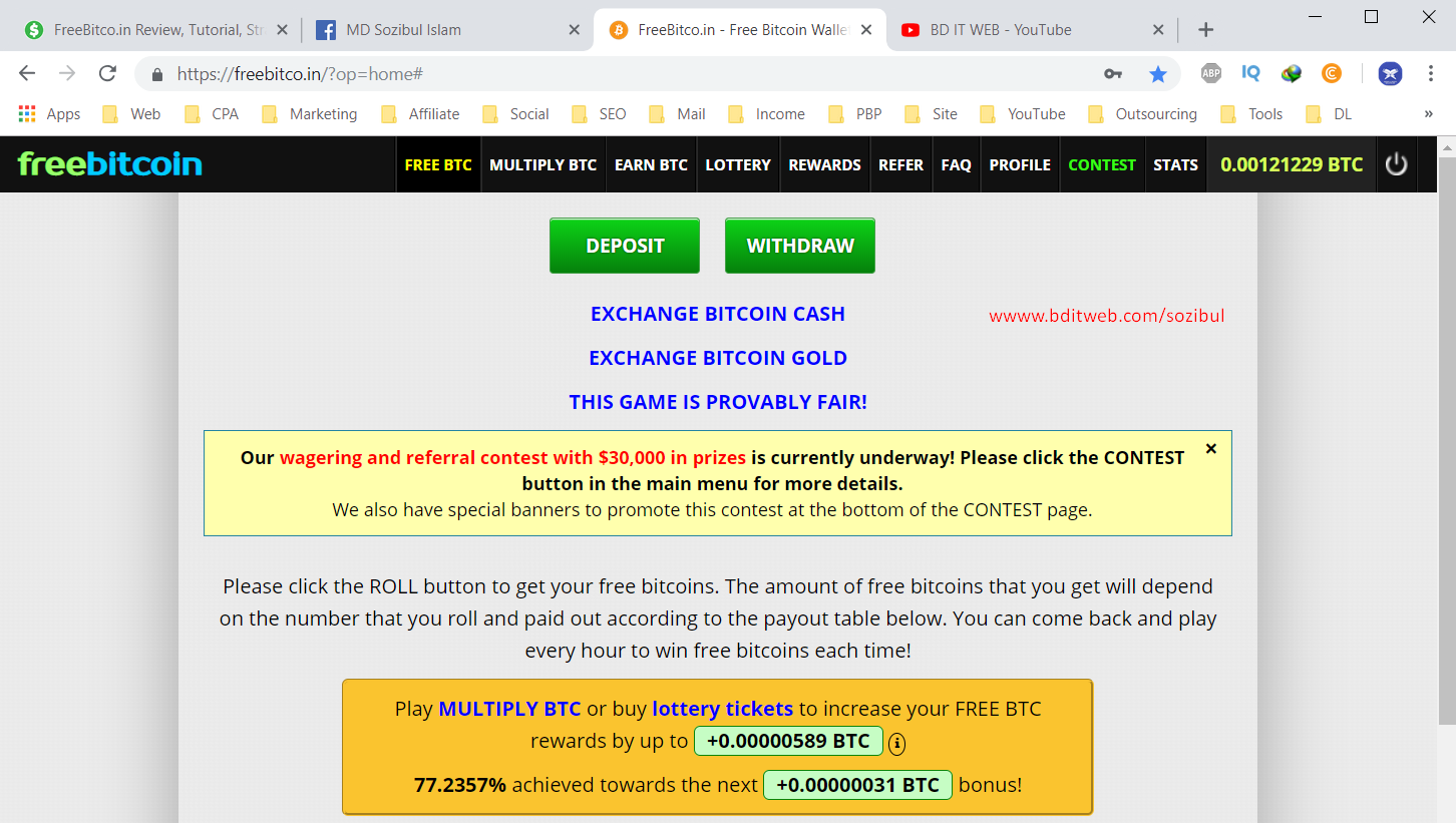 My Freebitco Account Dashboard