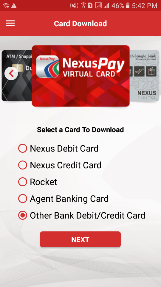 Nexus Pay Add Card Rocket Other Bank