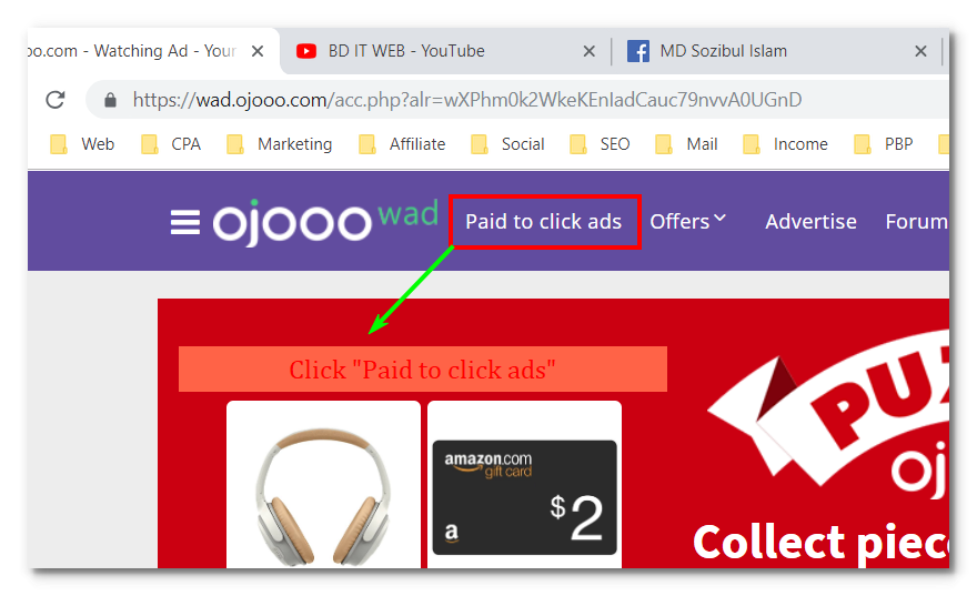 Ojooo Paid to Click Ads