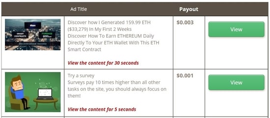 TimeBucks Viewing Content