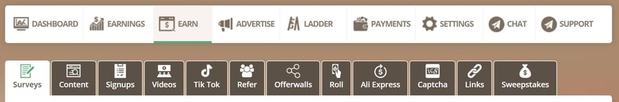 Timebucks Earning Tab